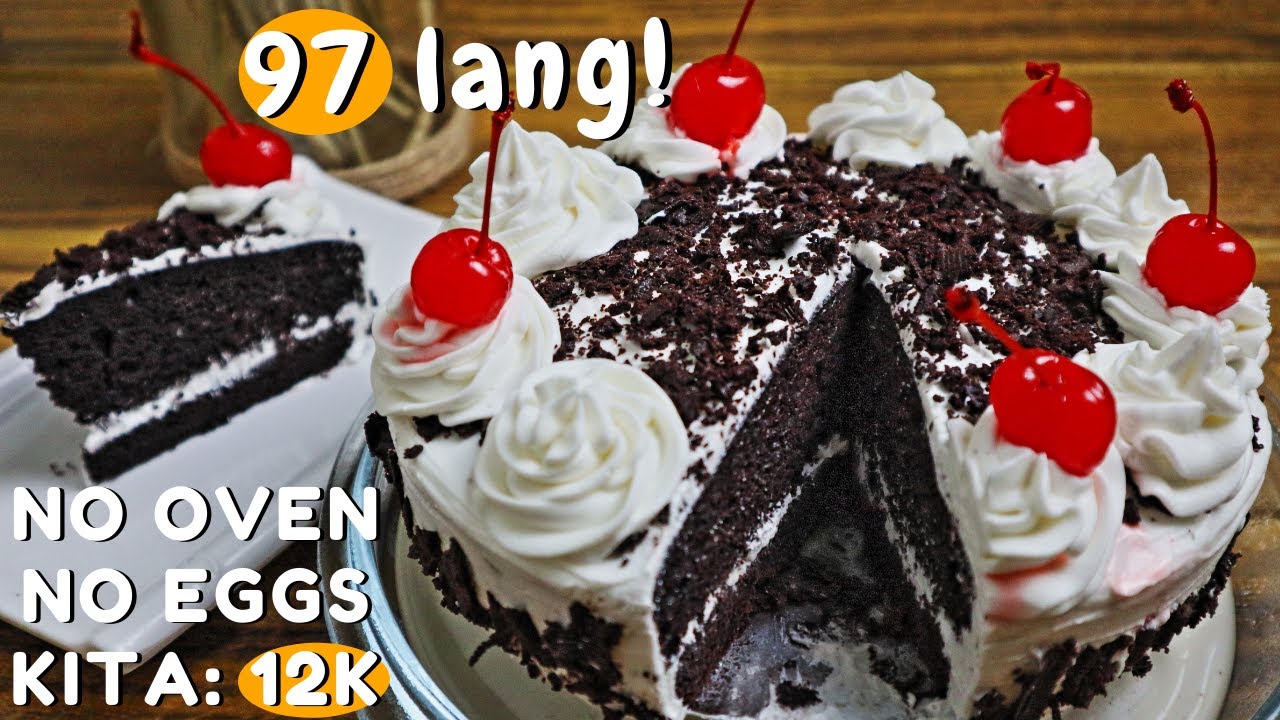 ₱97 halaga may BLACK FOREST CAKE ka na for Christmas! |NO BAKE, NO EGGS, w/ Costing