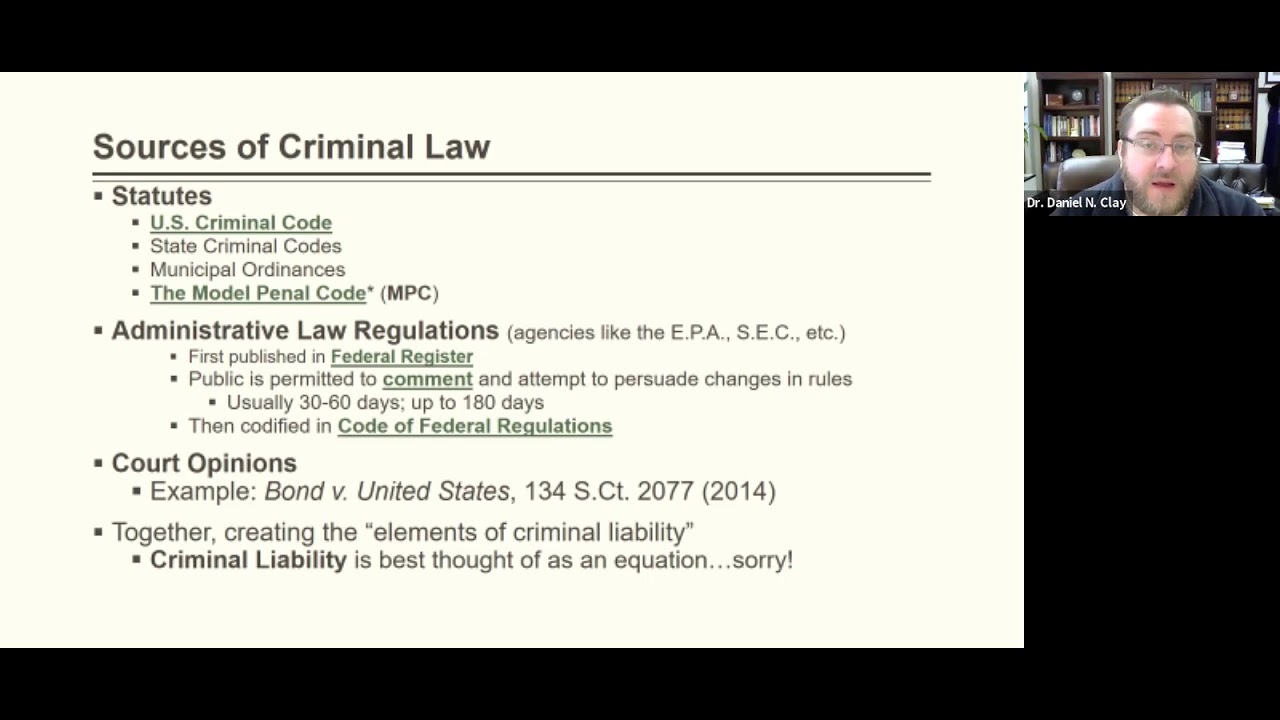 Criminal Law II:  Substantive Criminal Law - Constitutional Restraints on the Law