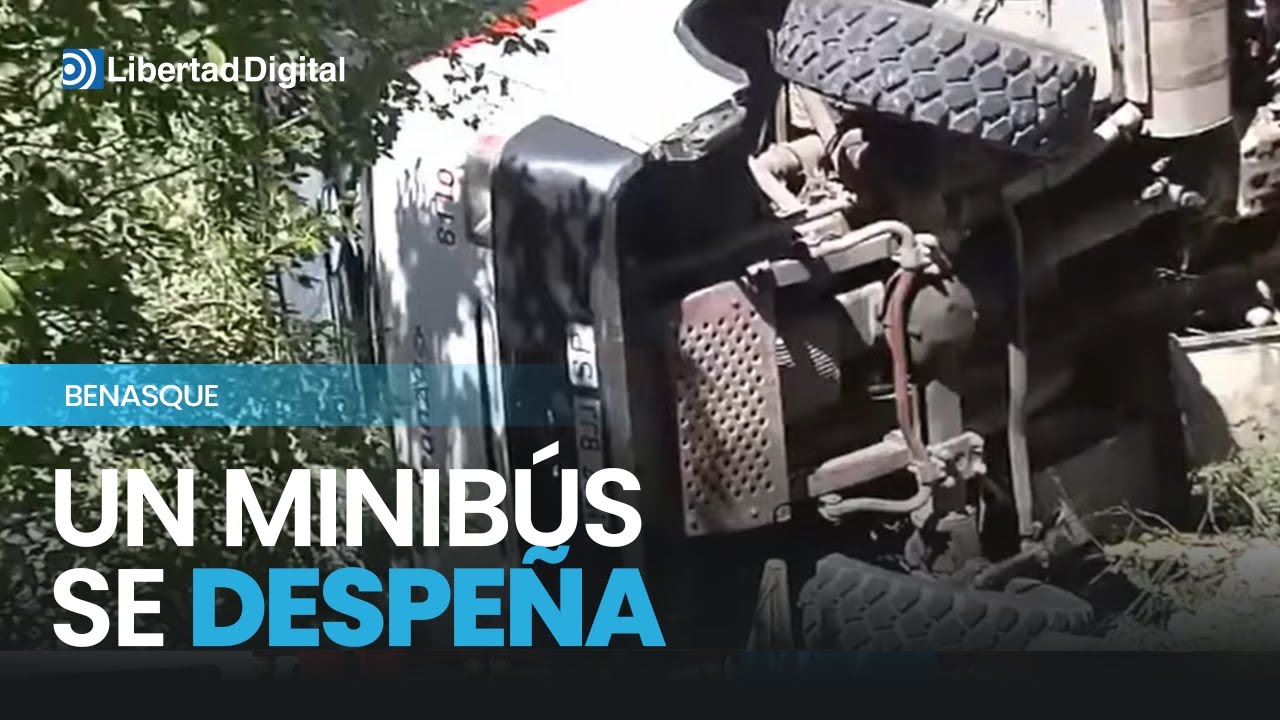 Seis heridos en un accidente con un minibús despeñado por un terraplén en Benasque