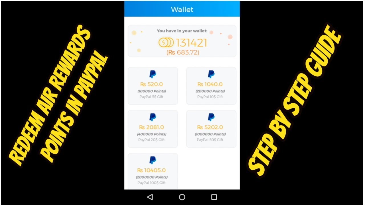 Redeem Air Rewards Points in Paypal