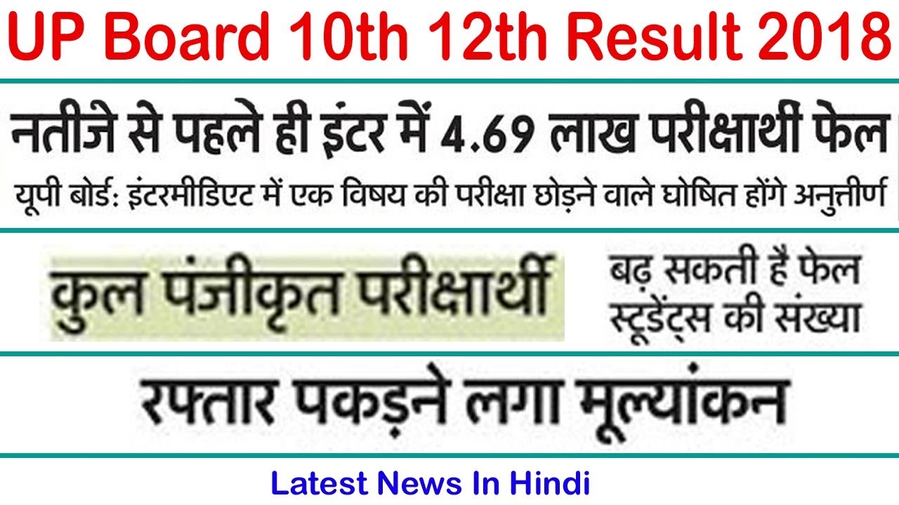 UP Board 10th 12th Result 2018 Latest News In Hindi
