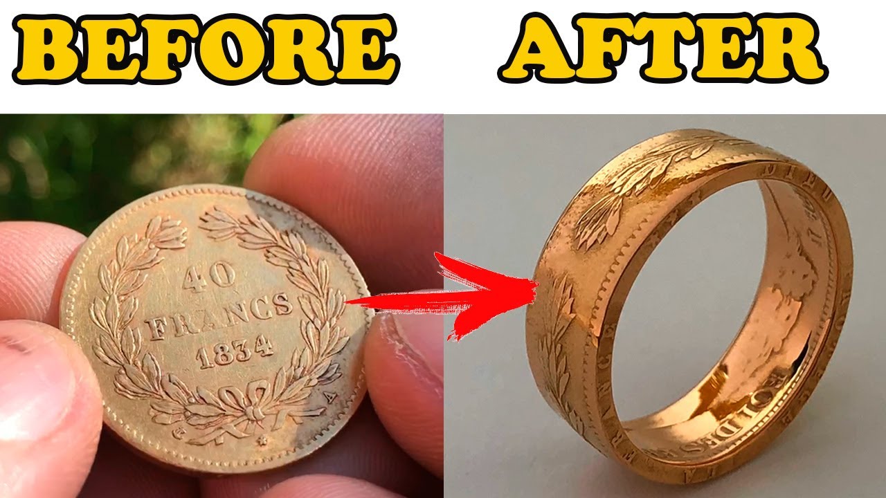Ring from a Gold Coin 40 Francs, France 1800s.