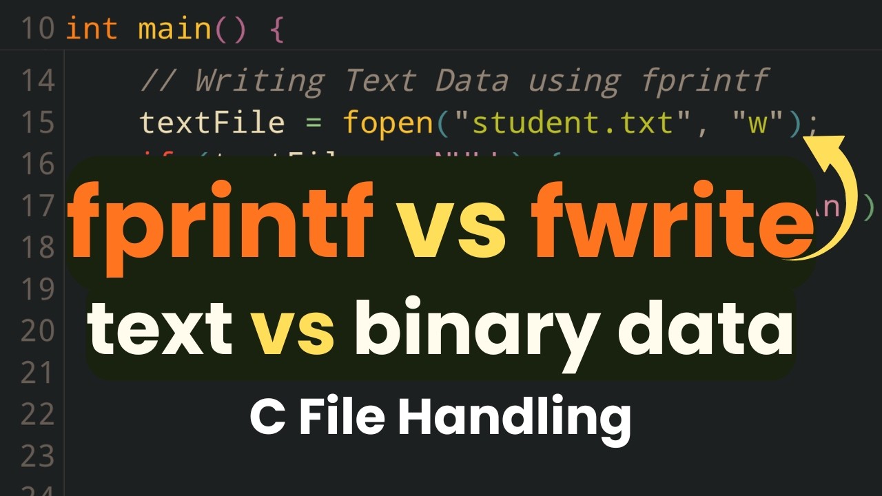Запись текстовых и двоичных файлов в C | fprintf против fwrite | Учебное пособие по работе с файл...