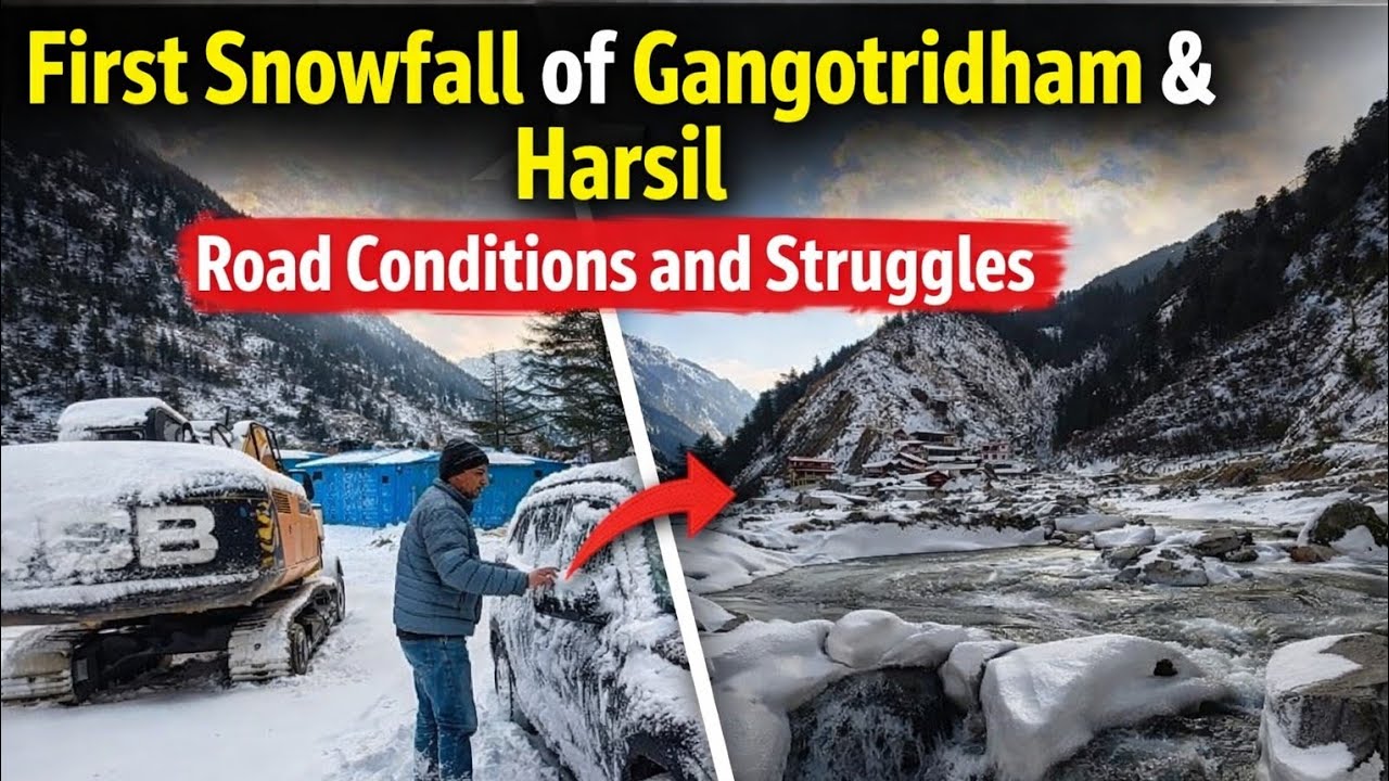 First Snowfall of Harsil Valley & Gangotridham, Extreme snow & we  struggled too much, Road Update