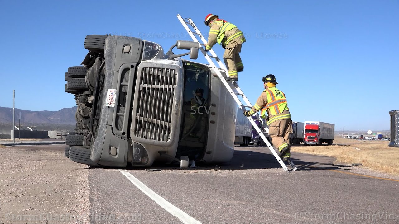 Insane 100mph Winds Topple Dozens of Semis -  Colorado Springs, CO - 12/15/2021