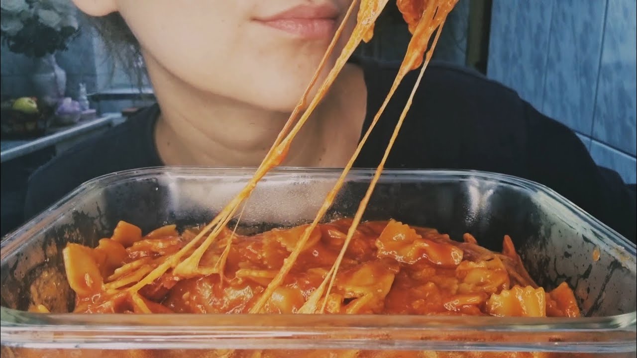 🍝 MESSY Tomato Sauce Pasta With Cheese | Mukbang ASMR No Talking 