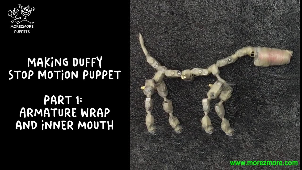 Making Duffy Stop Motion Dog Puppet. Part 1 - Armature Wrap and Inner Mouth.