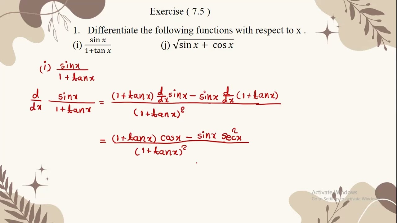 Grade 12 , Chapter (7) Exercise (7.5) No.1 ( i, j)