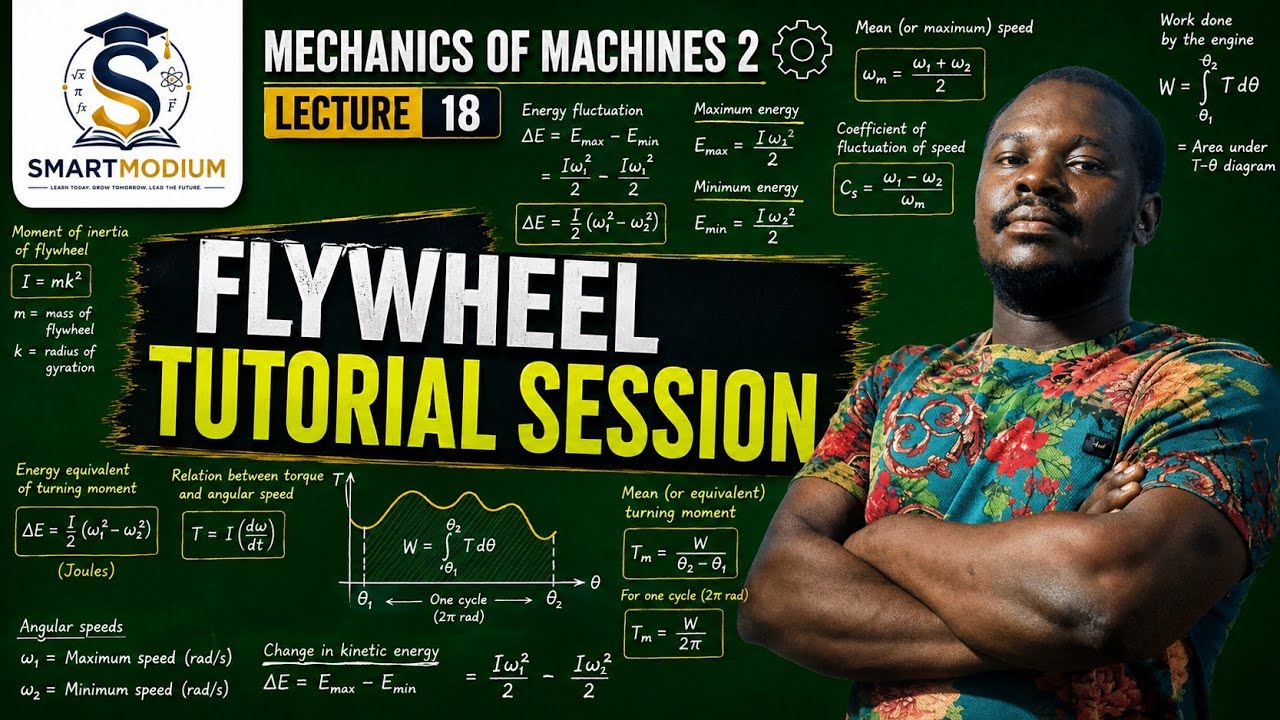 Mechanics of Machines 2 &ndash; Lecture 18: Flywheels Tutorial Session 3