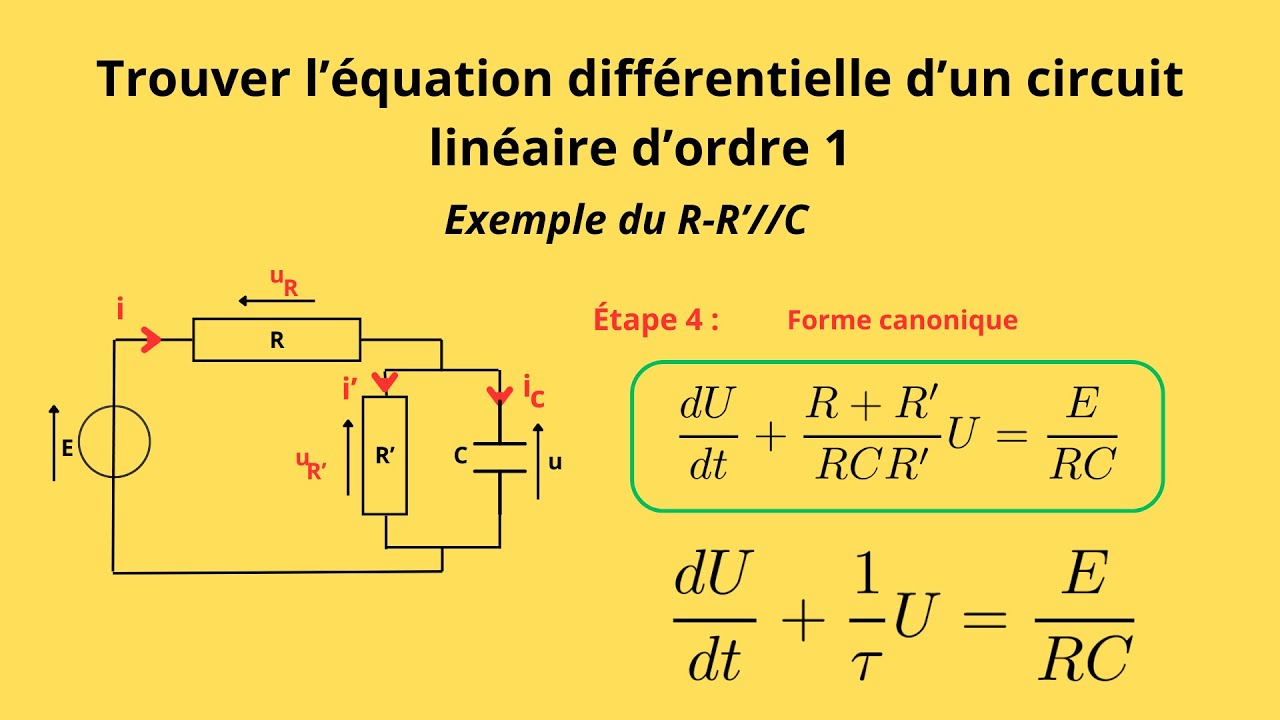 Trouver l'équation différentielle d'un circuit linéaire d'ordre 1 à deux mailles