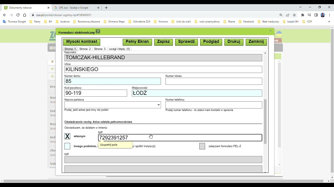 Upoważnienie ZUS PEL