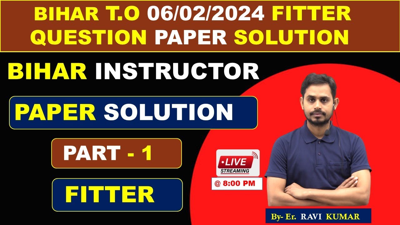 Bihar ITI Instructor 06/02/2024 Fitter Paper Solution || #bihar_instructor #iti #easyway #ravi_sir