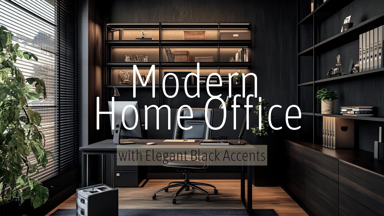 Modern Home Office with elegant black accents