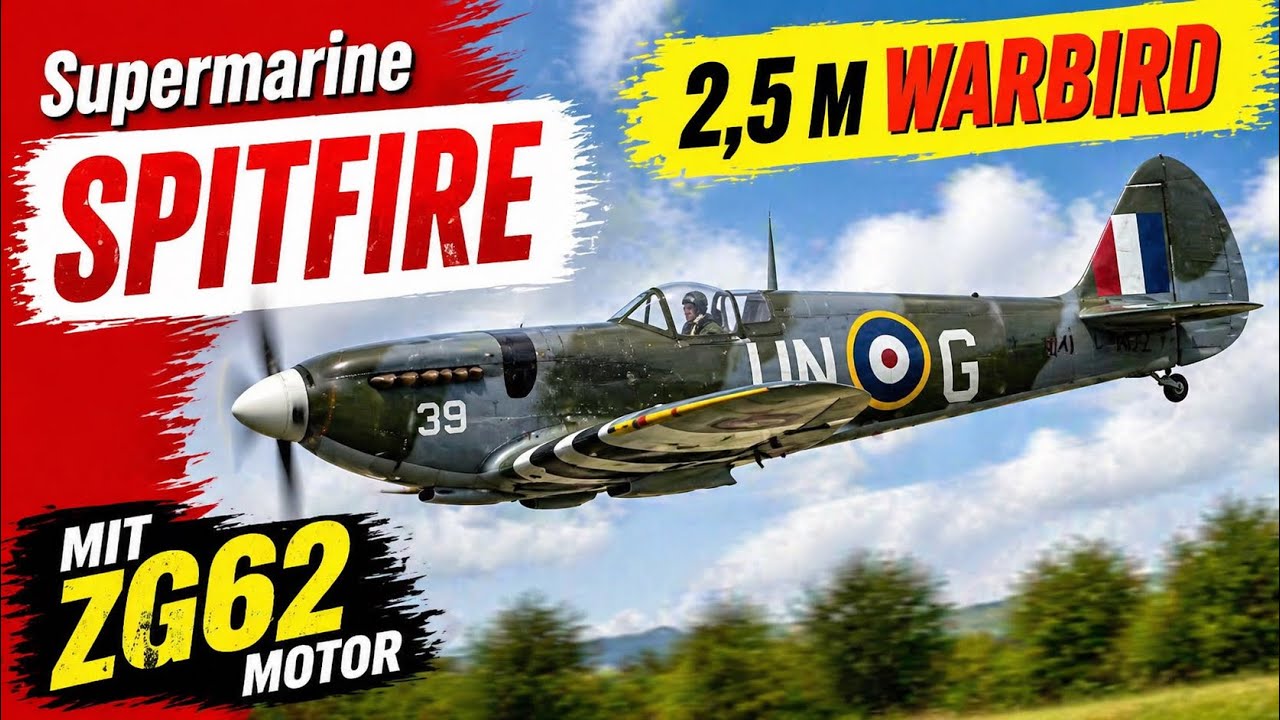 Supermarine Spitfire | 2,5 m Warbird in Holzbauweise mit ZG62 | Pilot: Nico Haubner