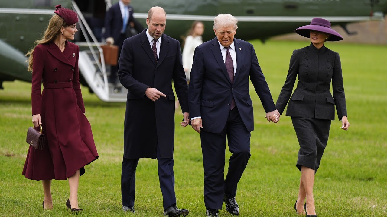 Donald and Melania Trump arrive at Windsor Castle