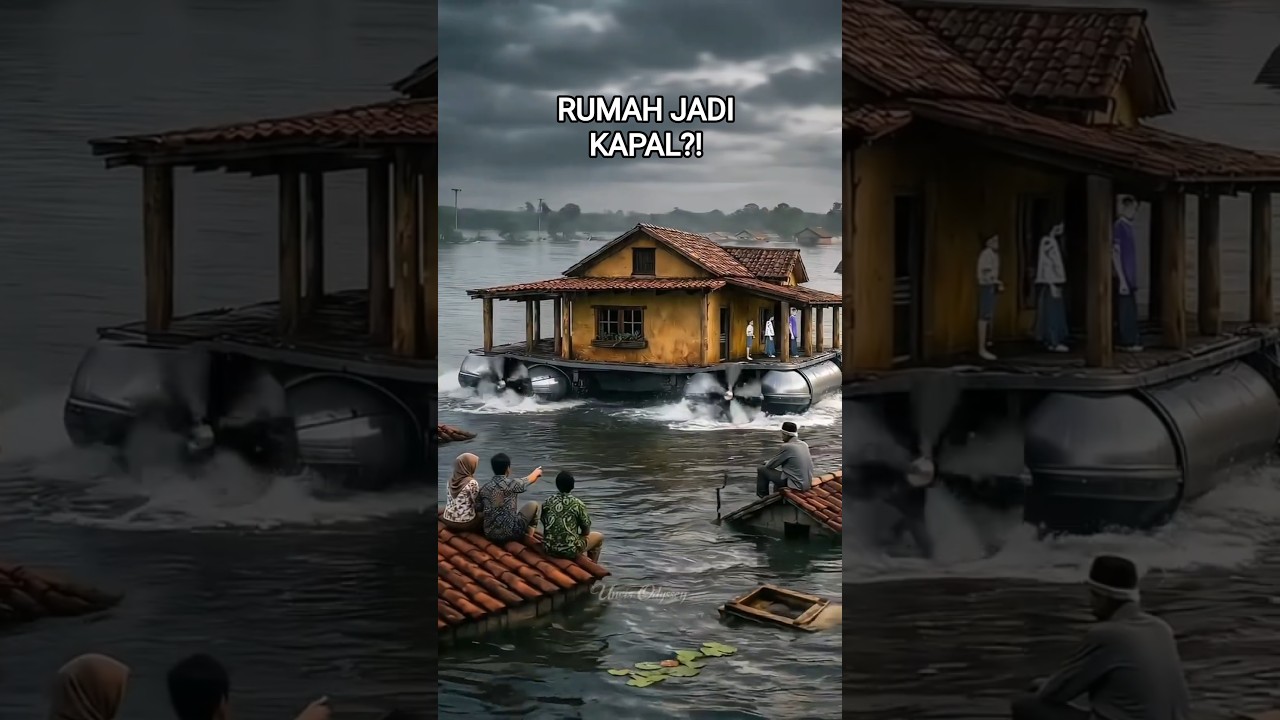 Semua Orang Naik Atap Saat Banjir‼️ Rumah Ini Malah Jadi Kapal😱