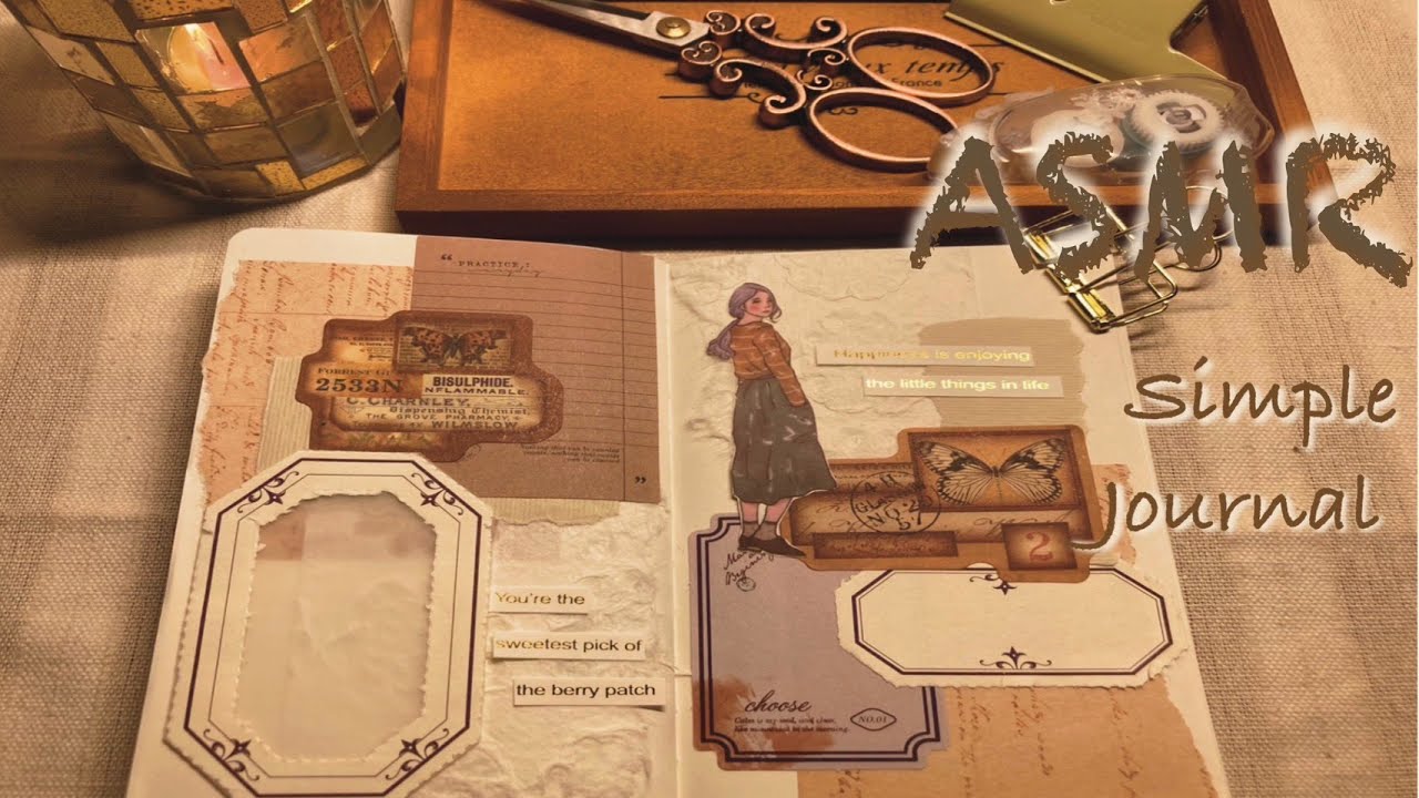 ASMR シンプルコラージュ｜심플다꾸｜vintage journal tingle simple scarpbooking