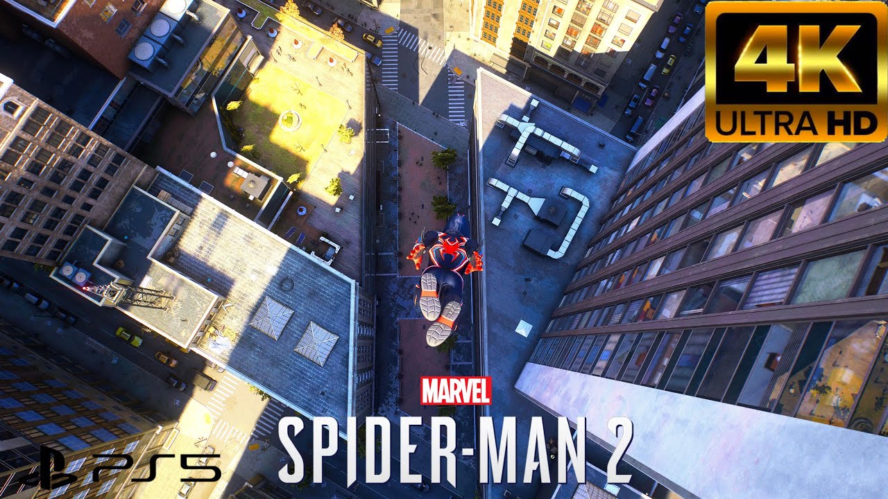 Spider-Man swinging. Spider-Man 2
