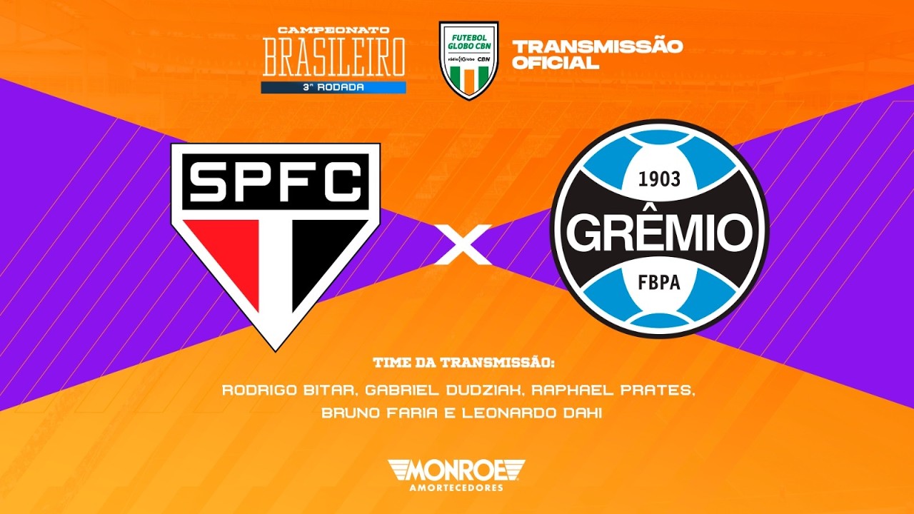 SÃO PAULO X GRÊMIO - AO VIVO - PAULISTÃO - Narração: Rodrigo Bitar - Futebol Globo CBN