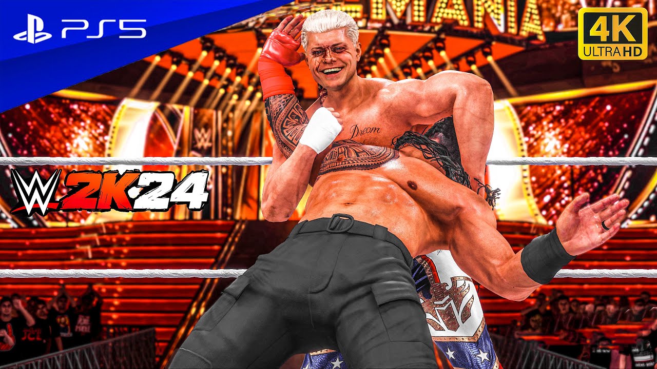 WWE 2K24 - Cody Rhodes vs. Roman Reigns | Main Event at Wrestlemania Gameplay | PS5™ [4K60]