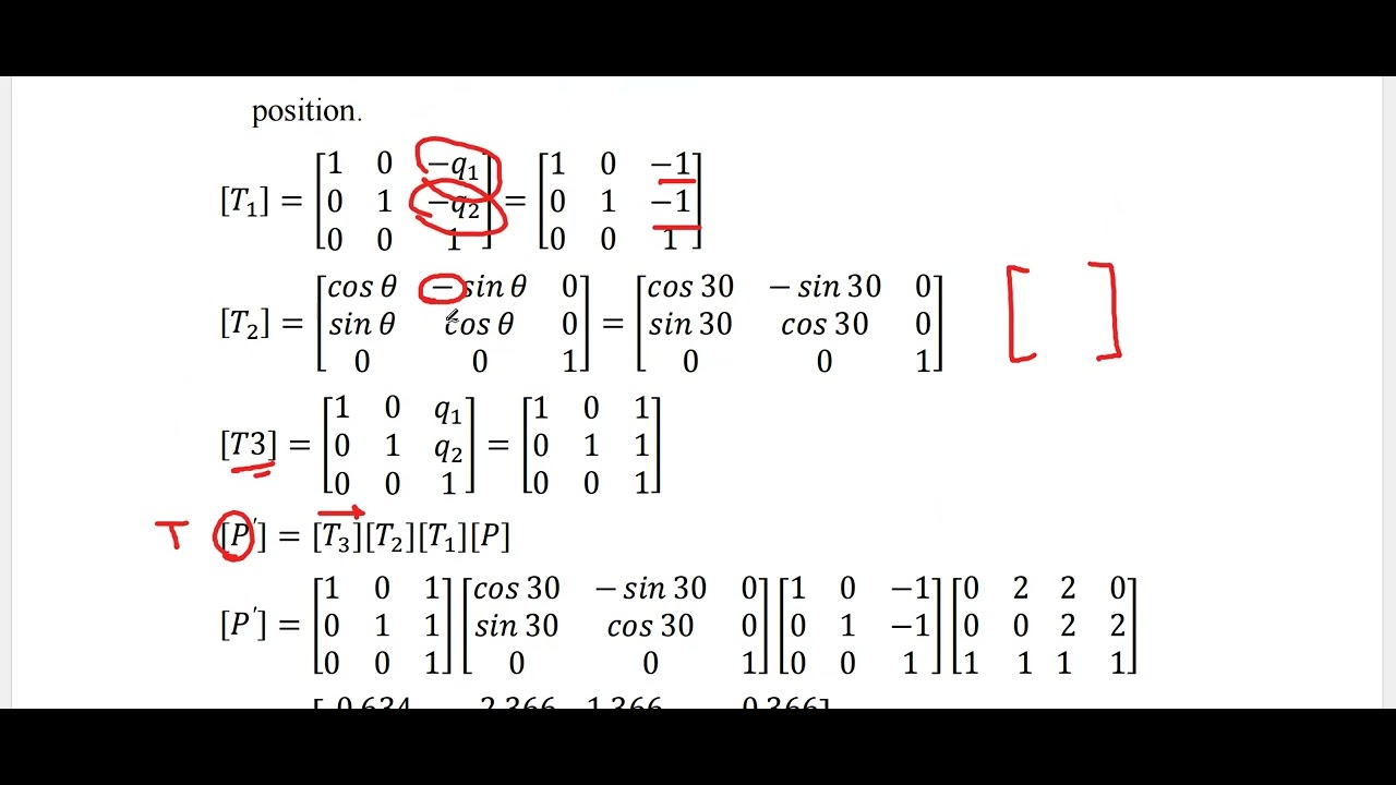 شرح    -2d ROTATION ABOUT AN ARBITRARY POINT Q(q1,q2) & REFLECTION ABOUT AN ARBITRARY AXIS (Y =a+bX)