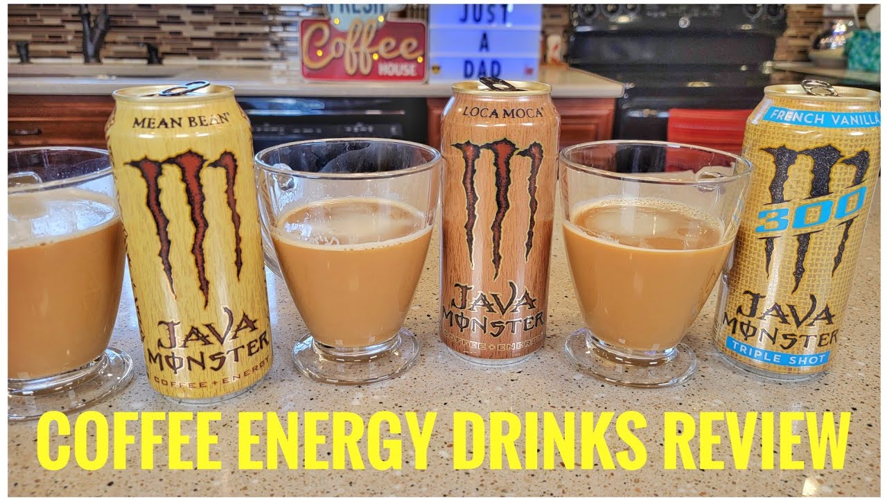 TASTE TEST MONSTER ENERGY JAVA 300 Triple Shot Coffee Drink MEAN BEAN, LOCA MOCA