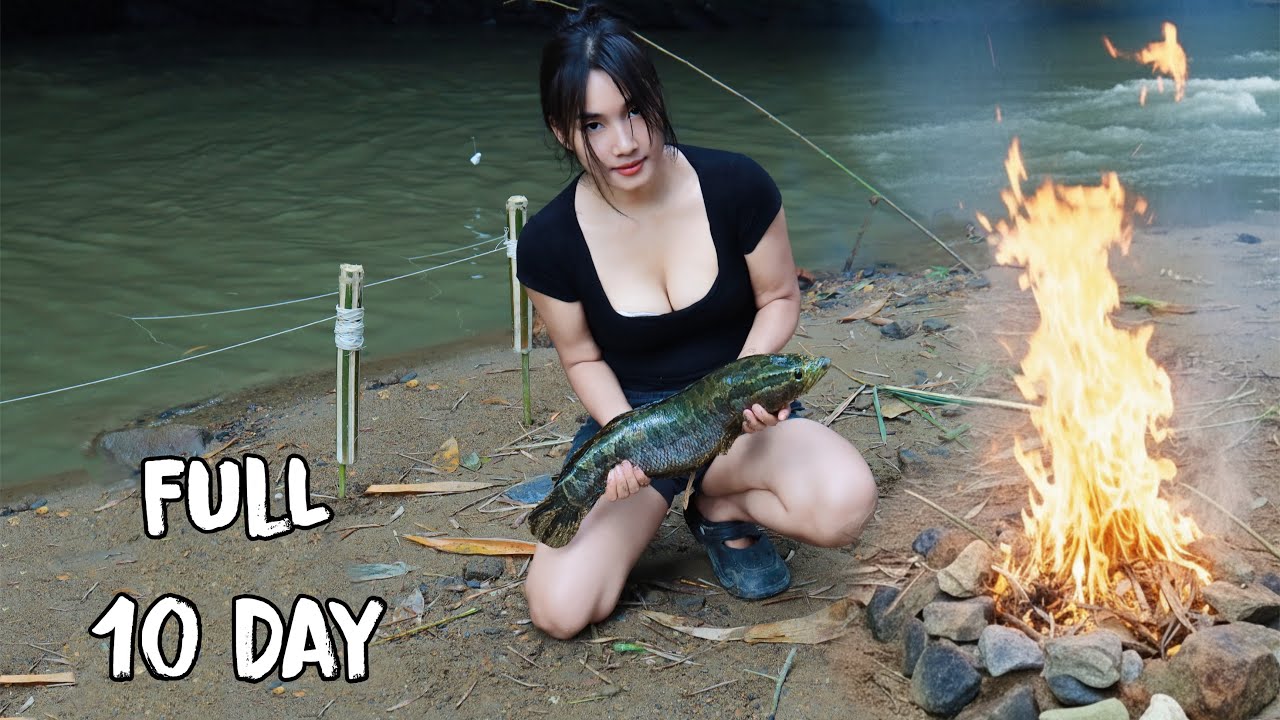 10 Days Alone with a Beautiful Girl – Catching Wild Fish in the Forest