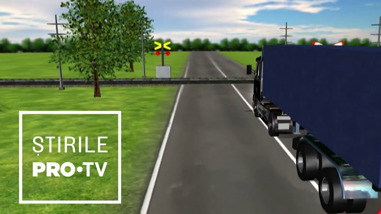 ANIMAȚIE GRAFICĂ cu trenul deraiat după ce a lovit un camion în Bacău