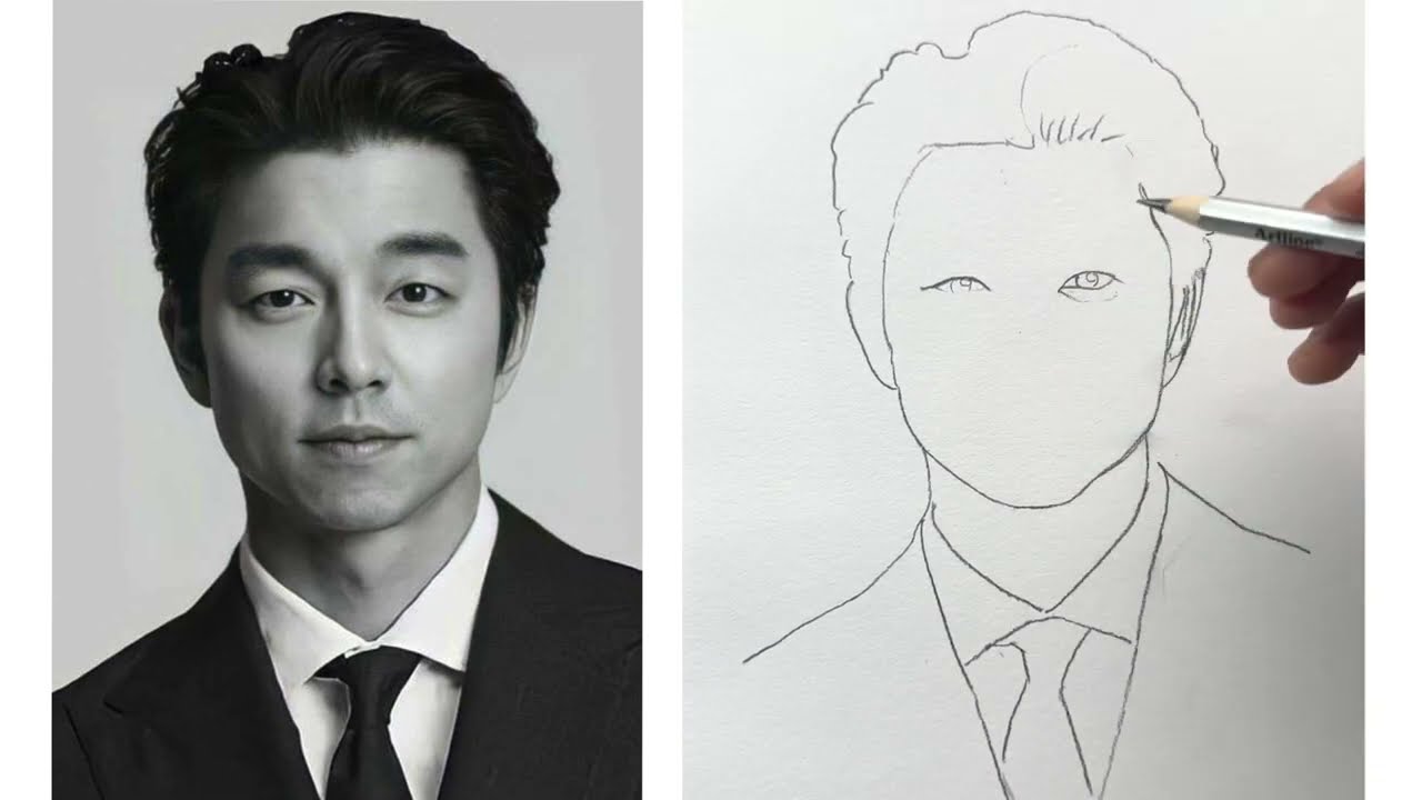 No Eraser Challenge | Drawing || Gong Yoo  | @anchalarts9724