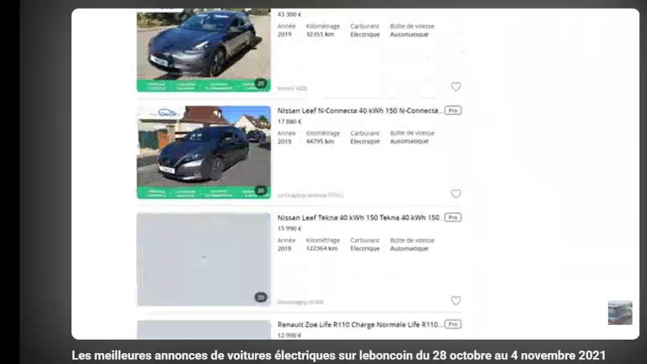Les annonces leboncoin de voitures électriques depuis 2017