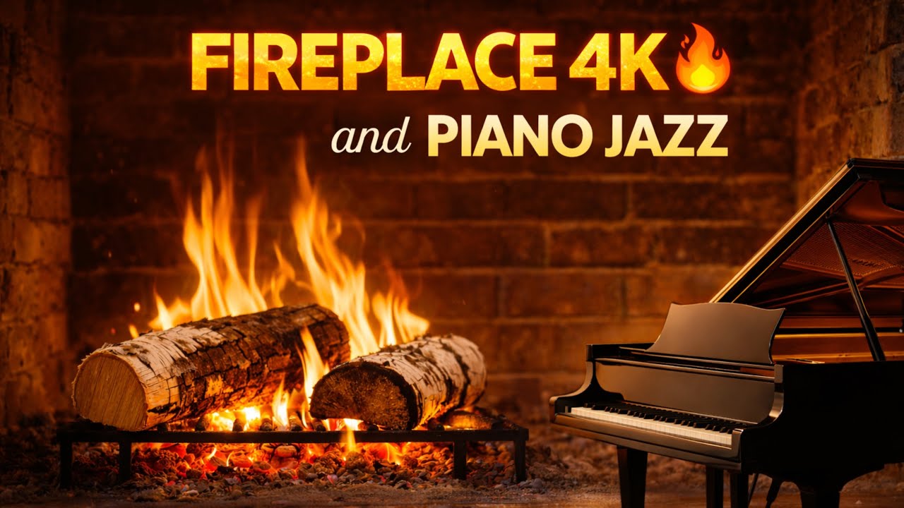 New York Melodies Piano Jazz 🔥 | 4K Cozy Fireplace Ambience