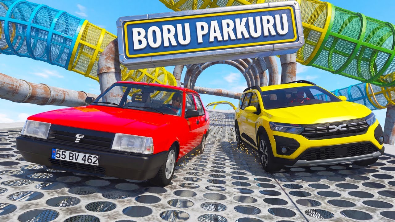 Tofaş ve Dacia Arabalar Boru Parkurunda Hata Yaparsa DÜŞECEK! 😱🚗