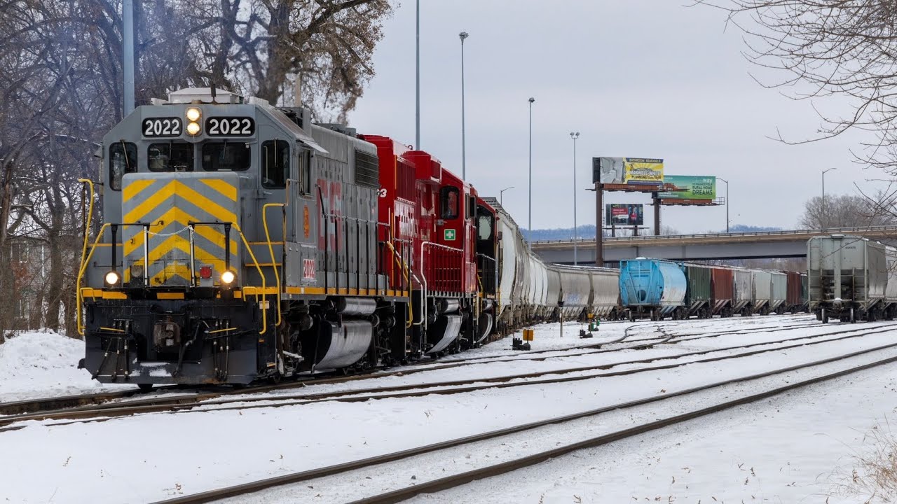 Trains on the CPKC and BNSF in La Crosse featuring CPKC Paint Tier 4 KCS 2022 K53 with a SD30C-ECO