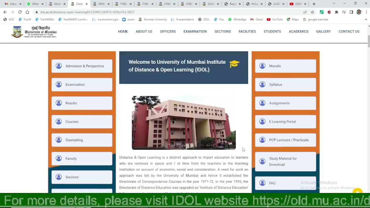IDOL | Exam Time Table | Result Declared | MMS & MCA Admission | Other Updates | November 2022