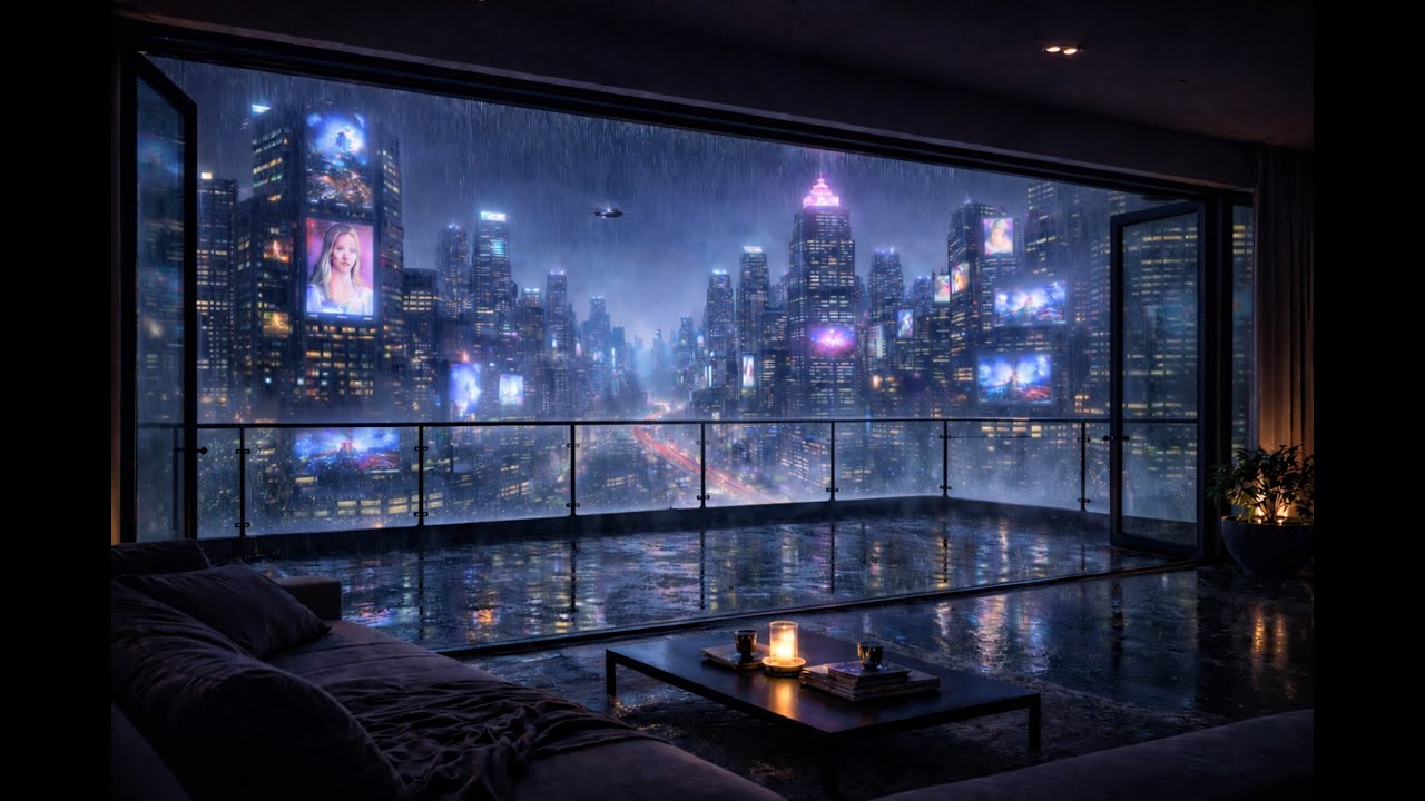 Cyberpunk Rain 🌧️ Brown Noise for Deep Sleep | Futuristic Night City Ambience (1 Hour)