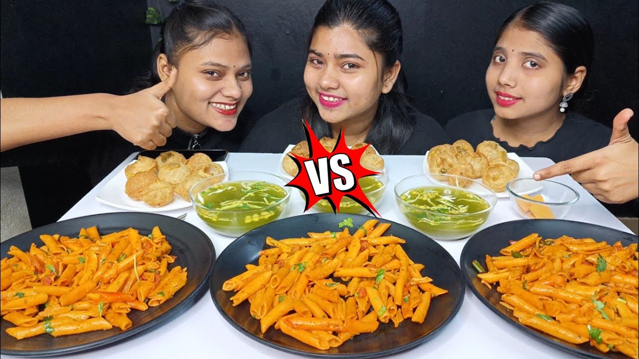 Asmr Spicy Pasta Challenge With Golgappa Challenge | Spicy Pasta And Spicy Golgappa | Food Challenge