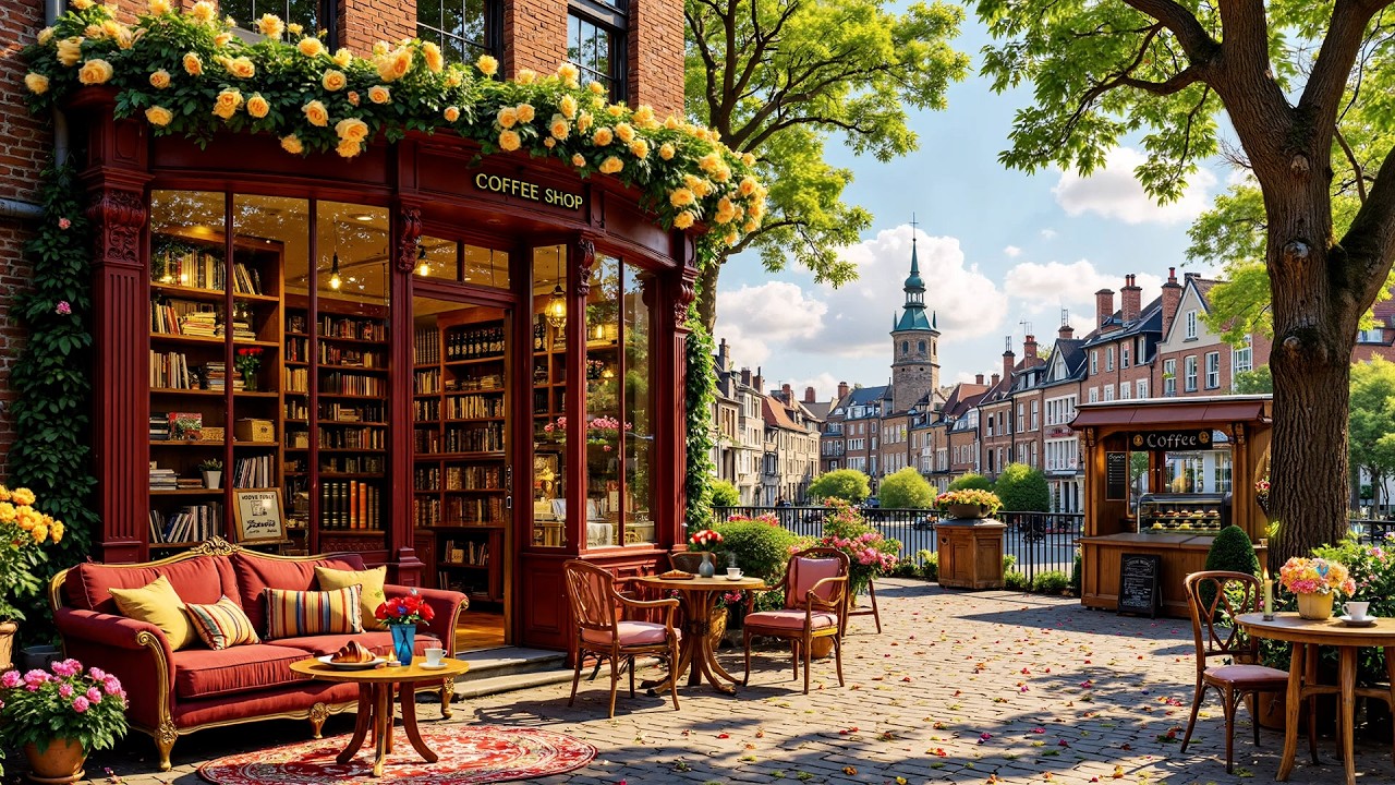 Soothing Moring Jazz Music 📀🥐 Spring Coffee Shop Ambience ~ Relaxing Jazz Background for Deep Focus💐