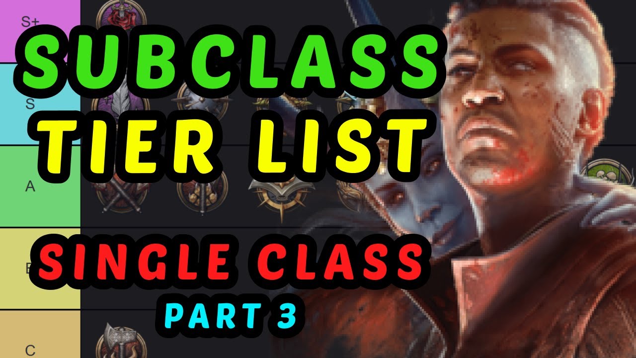 SUBCLASS TIER LIST - Single Class Characters -  Baldur's Gate 3 Honour Mode Guide Part 3