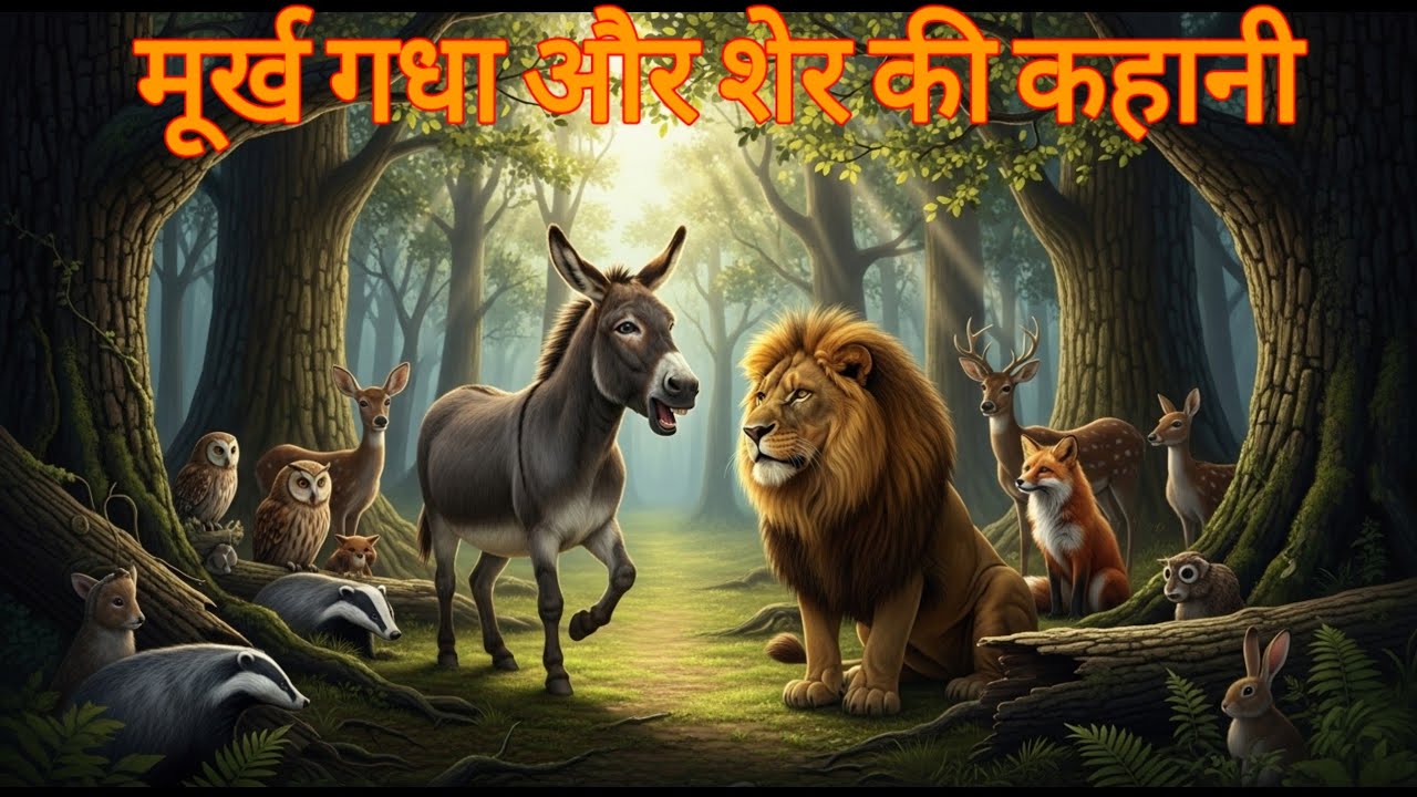 मुर्ख गधे और शेर की सीख देने वाली कहानी |