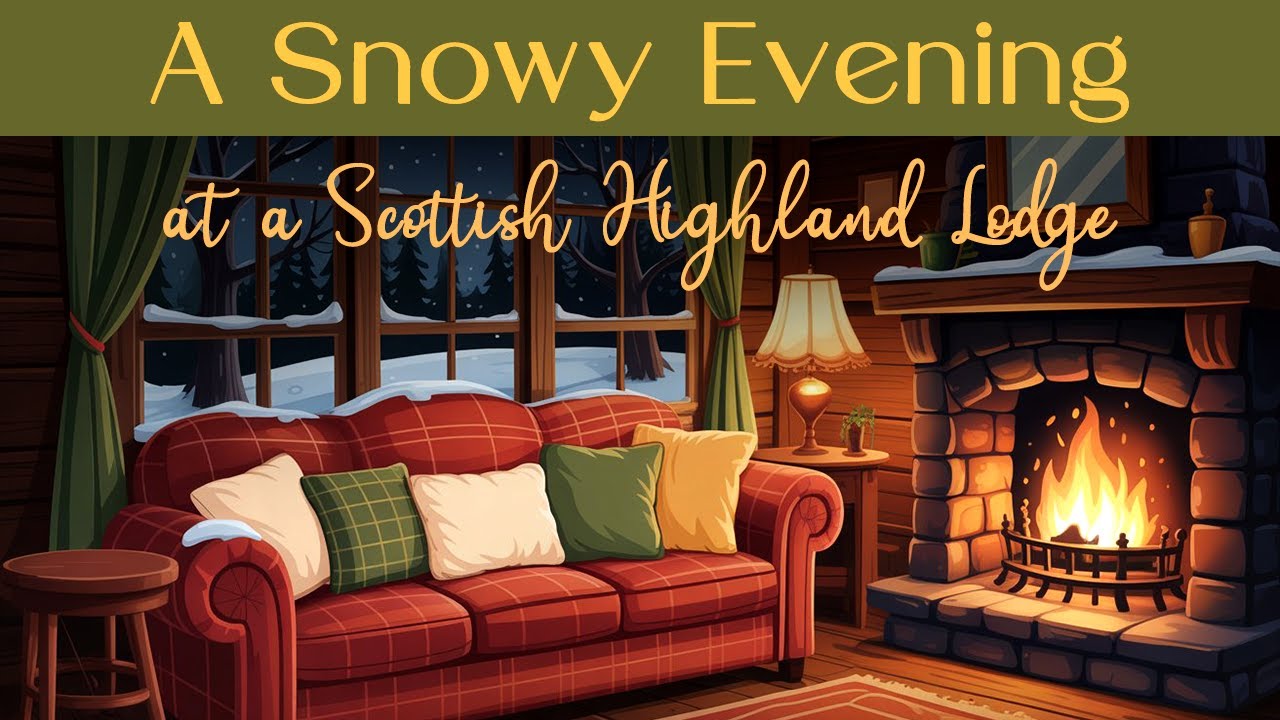 😴 A Cozy Winter Sleep Story ❄️ A Snowy Evening at a Scottish Highland Lodge | NO ADS - Black Screen