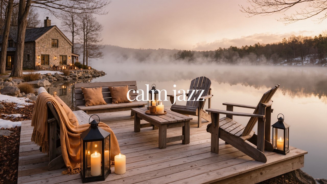 Calm Jazz ☕ Cozy Lakeside Ambience • Early Spring Morning by the Water for Relaxing & Study