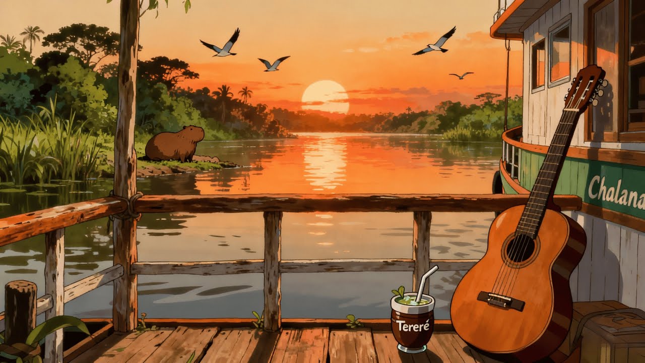 Peaceful River Journey in Pantanal 🇧🇷 [Viola Caipira / Nature Sounds & Capybaras]