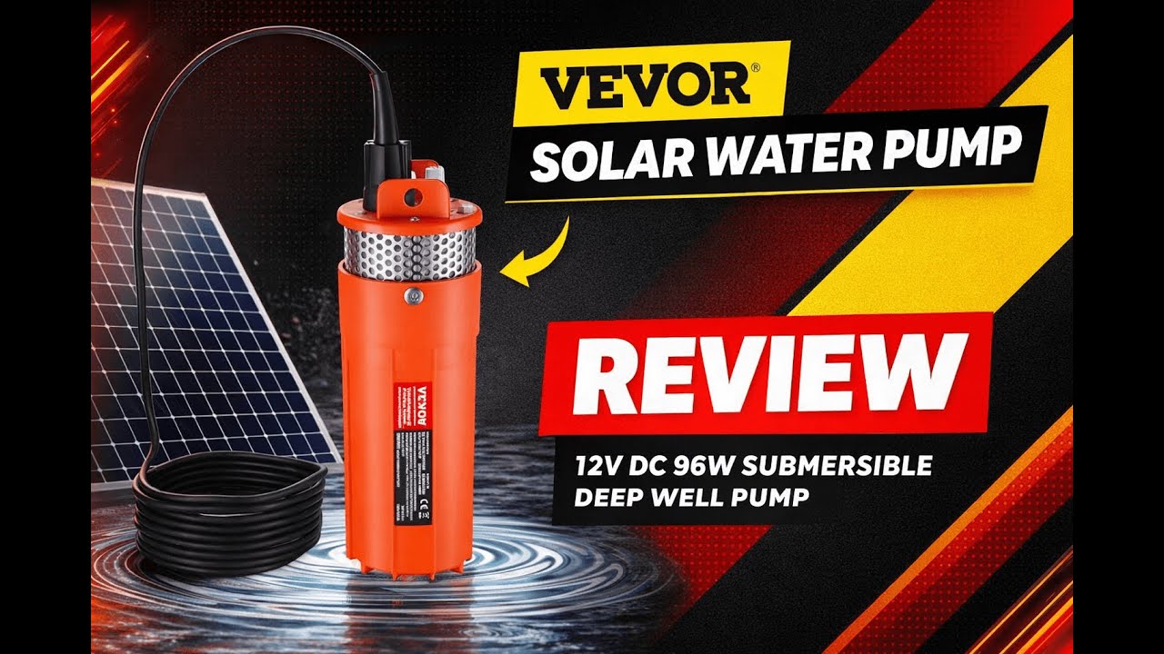 Review - VEVOR Solar Water Pump, 12V DC 96W Submersible Deep Well Pump, Max Flow 1.6 GPM,