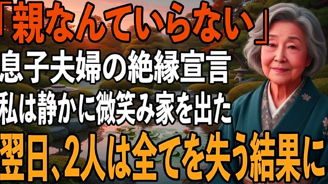 「親なんていらないわ」同居中の息子夫婦に絶縁宣言された日、私は静かに微笑み姿を消した。翌日、2人は全てを失う結果に【シニアライフ】【60代以上の方へ】