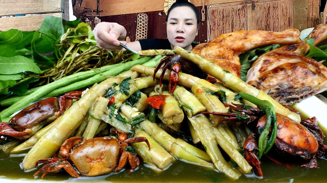 หน่อไม้ไร่สดเเกงใส่น้ำย่านางเข้นๆซดฮ้อนๆกับปิ้งไก่เเซ่บถึ่งใจคักจ้า|ส้มซ่าพาเเซ่บ 7พฤศจิกายน2024