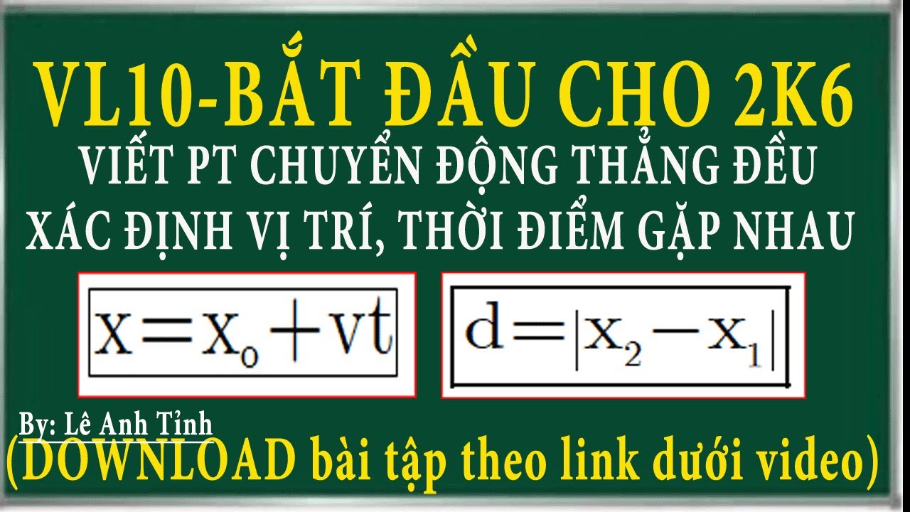 Pp giải bài tập viết phương trình chuyển động thẳng đều, xác định thời điểm và vị trí 2 xe gặp nhau