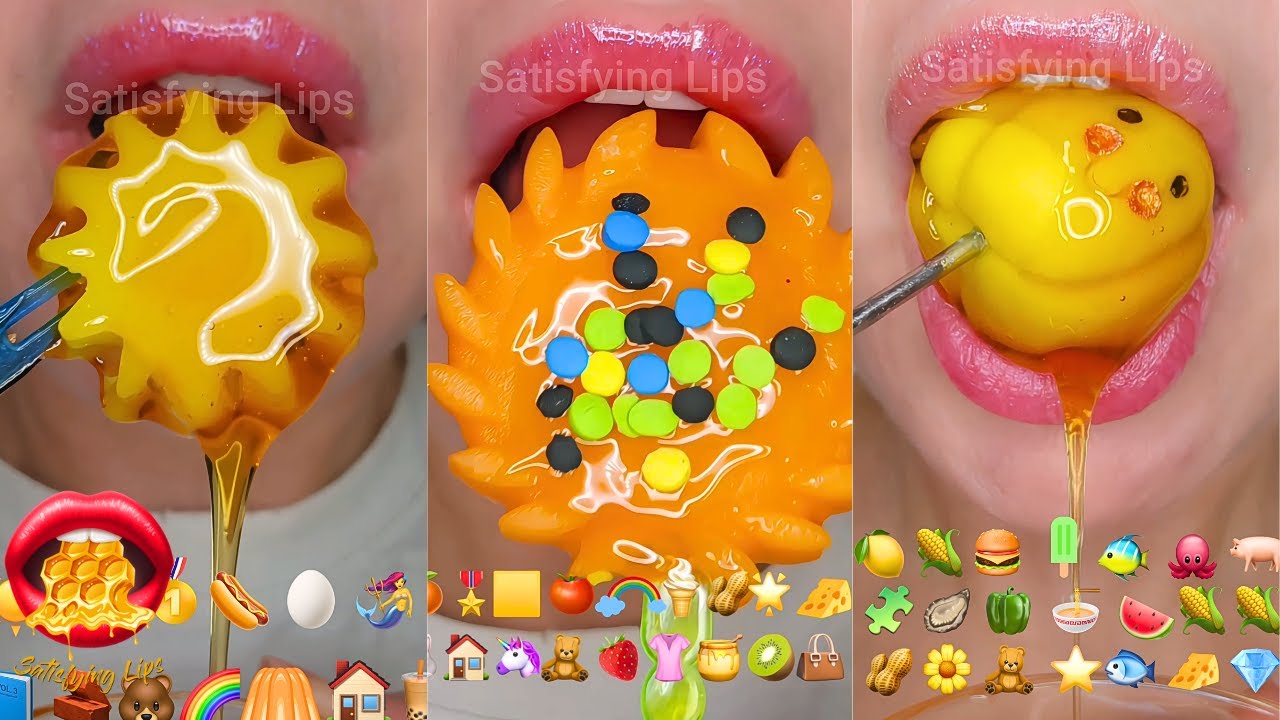 ASMR Satisfying Eating Emoji Food Challenge