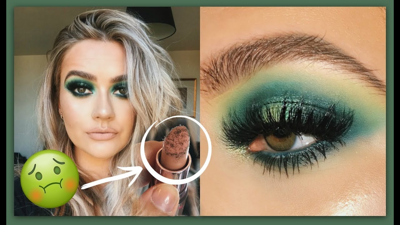 Green Smokey eye tutorial and MOULDY LIPSTICK?? | Rainbow week | EmmasRectangle