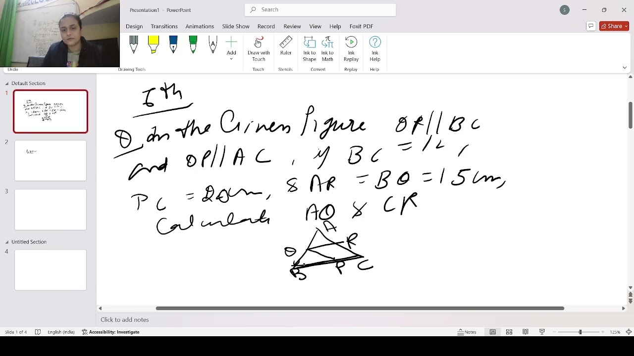 IN THE GIVEN FIGURE QR// BC, AND QP//AC IF BP =12 CM PC 20CM AND AR=BQ=15CM CALC AQ AND CR# CLS 10TH