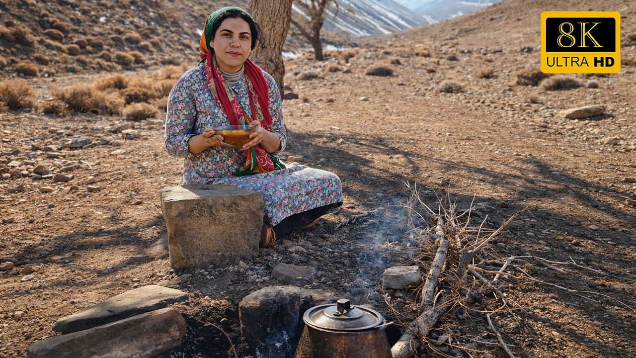 Desert Cooking 🏜️🔥 ASMR Iranian Woman Making Lentil Soup (Adasi) in Nature